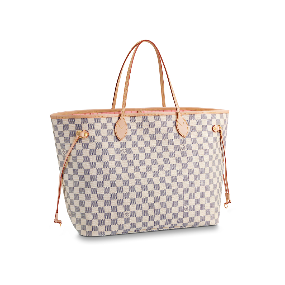 Louis Vuitton NEVERFULL GM Damier Azur Handbag N41604 Pink